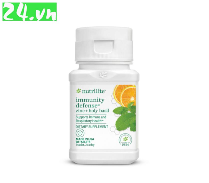 Thực phẩm bảo vệ sức khỏe Nutrilite Immunity Defense ZinC + Holy Basil , kẽm bổ phổi amway